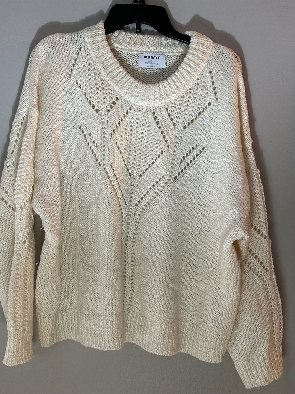 Old Navy Cream Open-Weave Crewneck Sweater